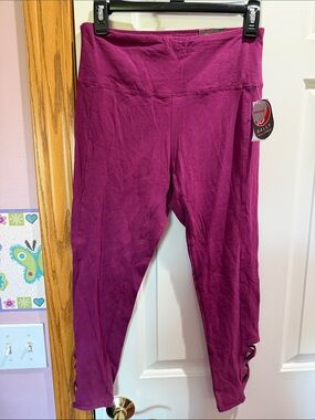 Bally Magenta/Purple Leggings with Side Lattice Detail